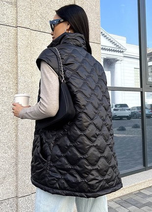 Long women's vest in black color7 photo