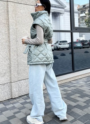 Long women's waistcoat in olive color6 photo