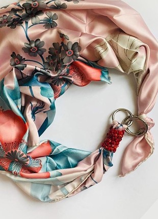 Scarf " Pink garden,, from the brand MyScarf. Decorated with natural coral9 photo