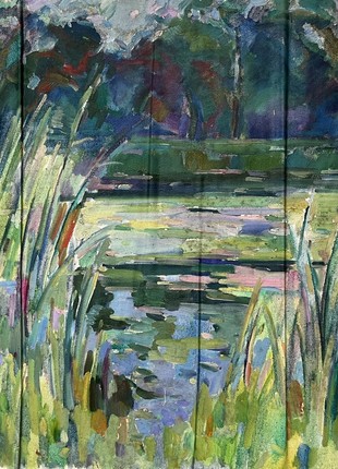 Abstract oil painting between reeds Peter Tovpev nDobr7981 photo