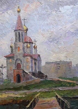 Oil painting Temple near the river Serdyuk Boris Petrovich nSerb344