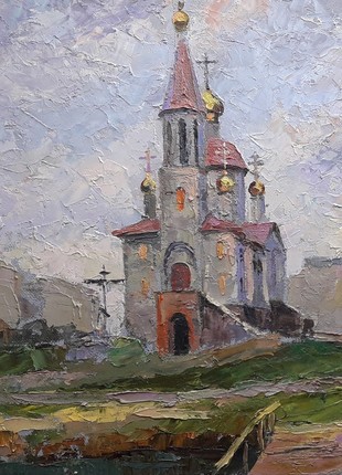 Oil painting Temple near the river Serdyuk Boris Petrovich nSerb3445 photo