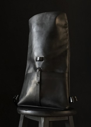 Leather roll top backpack2 photo