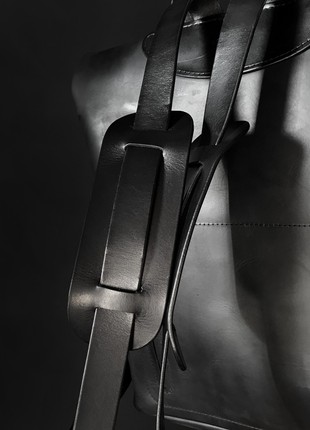 Leather roll top backpack8 photo