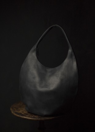 Oversized Leather hobo bag Zippered2 photo