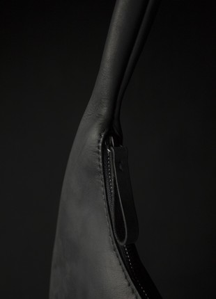 Oversized Leather hobo bag Zippered6 photo