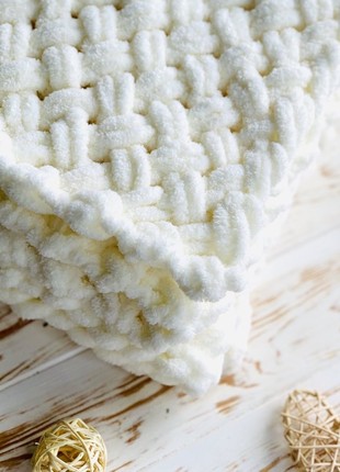 Alize Puffy handmade knitted plush blanket for a baby Alize Puffy milk 120*100 cm2 photo