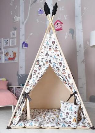 Wigwam baby with indians, full kit, 110x110x180cm, beige, suspension month as a gift2 photo
