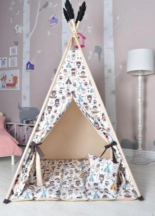Wigwam baby with indians, full kit, 110x110x180cm, beige, suspension month as a gift3 photo