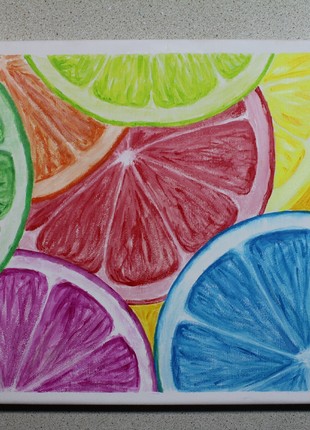 Funny Lemons Original Acrylic Painting on Canvas Wall Decor2 photo