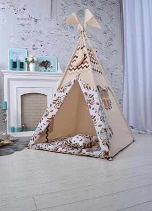 Wigwam baby with dreams, full kit, 110x110x180cm, beige, suspension month as a gift1 photo