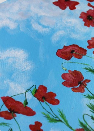 Red Poppies Original Acrylic Painting on Canvas Wall Decor