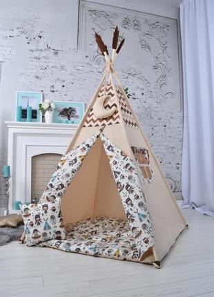 Wigwam baby with indians, full set, 110x110x180cm, beige, suspension moon as a gift5 photo