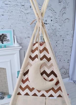 Wigwam baby with indians, full set, 110x110x180cm, beige, suspension moon as a gift6 photo