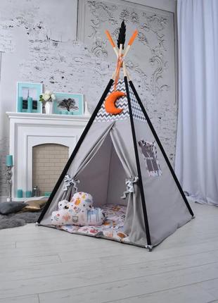 Wigwam children's "forest beasts", full set, 110x110x180cm, gray-orange, suspension month as a gift9 photo