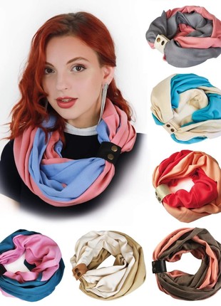 Cashmere stylish scarf Snood Black and white from the designer Art Sana7 photo