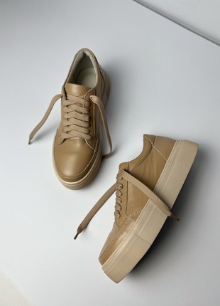 Sneakers made of genuine leather in caramel color2 photo