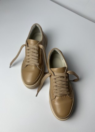 Sneakers made of genuine leather in caramel color6 photo