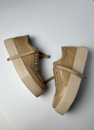 Sneakers made of genuine leather in caramel color4 photo