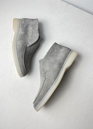Gray high loafers made of natural suede2 photo