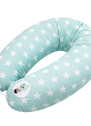 PILLOW FOR PREGNANT AND FEEDING TM PAPAELLA 30X190 CM + CARBINER WHITE STAR ON MINT2 photo