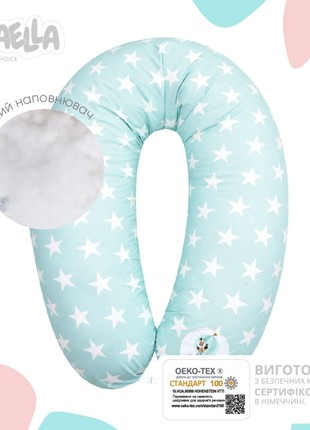 PILLOW FOR PREGNANT AND FEEDING TM PAPAELLA 30X190 CM + CARBINER WHITE STAR ON MINT5 photo