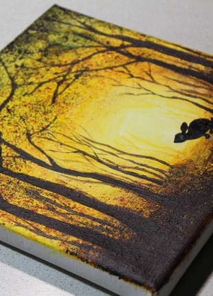 Original Acrylic Painting on Canvas Gift Autumn Forest and Rabbit Wall Decor6 photo