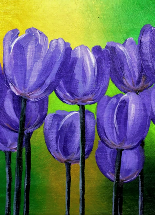 Original Acrylic Painting on Canvas Tulips Flowers Wall Decor Gift Wall Handing