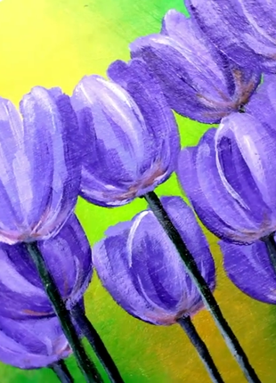 Tulips Original Acrylic Painting on Canvas Tote Bag