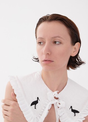 Decorative detachable collar with embroidery "Heron"3 photo
