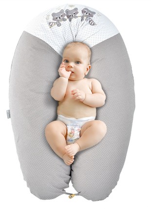 PILLOW FOR PREGNANT AND FEEDING TM PAPAELLA WITH A BUTTON 30X190 CM GRAY1 photo