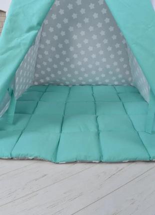 Wigwam baby "mint with stars", full kit, 110x110x180cm, gray-mint, suspension month as a gift3 photo