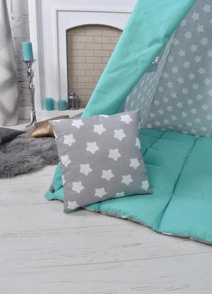 Wigwam baby "mint with stars", full kit, 110x110x180cm, gray-mint, suspension month as a gift1 photo