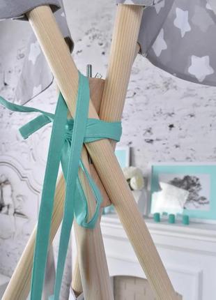 Wigwam baby "mint with stars", full kit, 110x110x180cm, gray-mint, suspension month as a gift5 photo