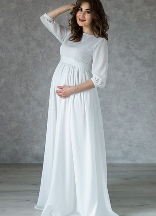 Elegance Formal Maternity Dress for Future Mom | Ivory1 photo