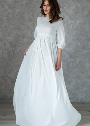 Elegance Formal Maternity Dress for Future Mom | Ivory4 photo