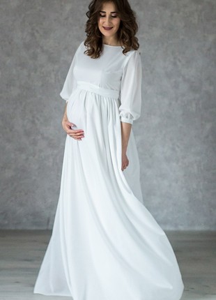 Elegance Formal Maternity Dress for Future Mom | Ivory2 photo
