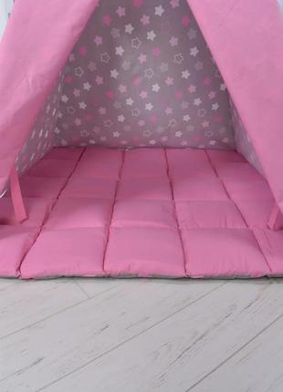Wigwam baby "pink with stars", for a girl, full set, 110x110x180cm, gray-pink3 photo