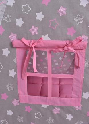 Wigwam baby "pink with stars", for a girl, full set, 110x110x180cm, gray-pink6 photo