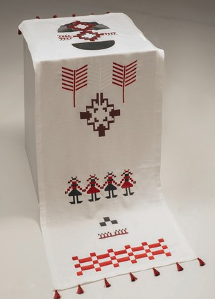 Traditional Ukrainian style table runner with embroidery. M - 45*200 cmChristmas CollectionGNIZDO & KONONENKO ID2 photo