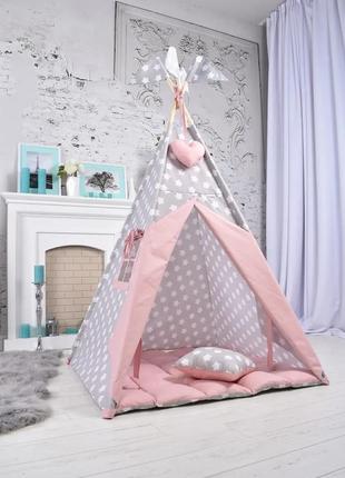 Wigwam children's "powder with stars" for a girl, full set, 110x110x180cm, suspension of a handmade7 photo