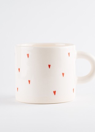Handmade semi porcelain mug with hearts