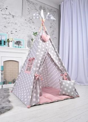Wigwam children's "powder with stars" for a girl, full set, 110x110x180cm, suspension of a handmade8 photo