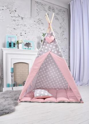 Wigwam children's "powder with stars" for a girl, full set, 110x110x180cm, suspension of a handmade6 photo