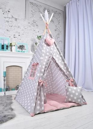 Wigwam children's "powder with stars" for a girl, full set, 110x110x180cm, suspension of a handmade