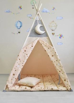 Wigwam children's stars with peas, full set, 110x110x180cm, beige, suspension month as a gift2 photo