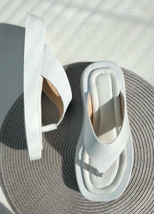 White leather flip flops2 photo