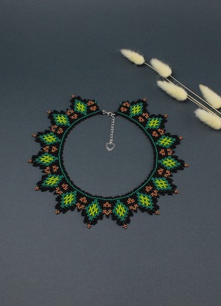 Black and green beaded necklace1 photo