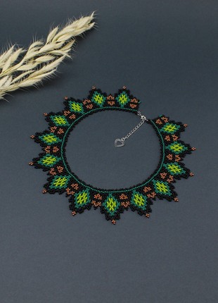 Black and green beaded necklace2 photo