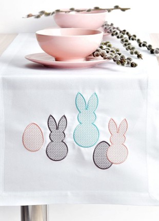 EASTER TABLECLOTH WITH EMBROIDERY TM IDEIA 40X140 CM EASTER BUNNY